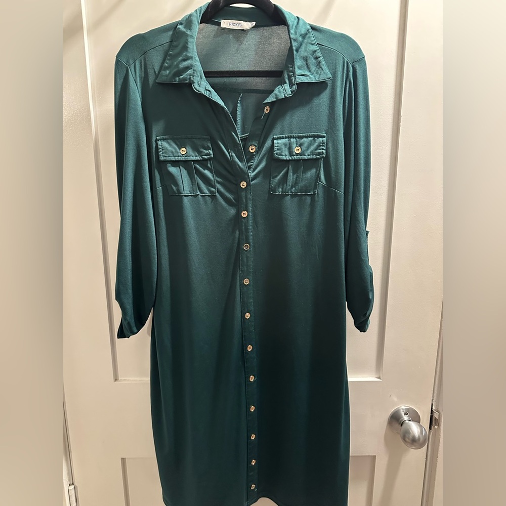 2/$40 Emerald Green Dress with Slip